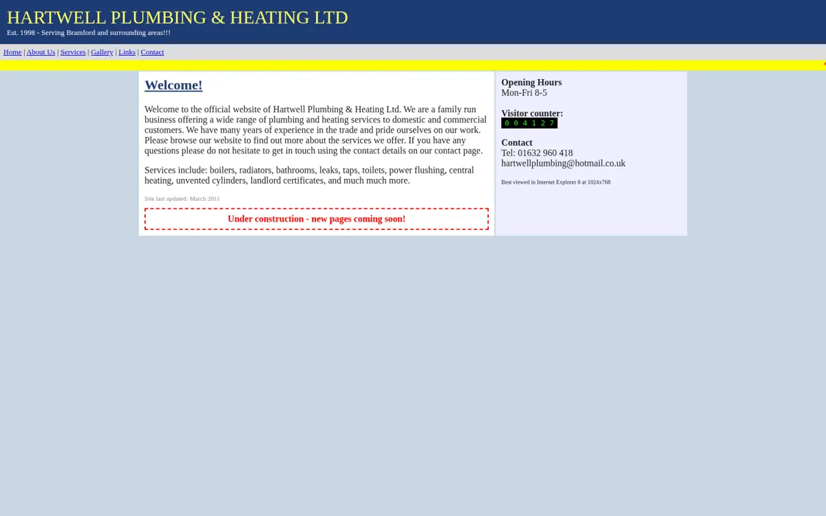 Before: the original example homepage